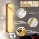 Alabaster Wall Sconce, 20 in Natural Marble Brass Wall Sconce 3000K Indoor Modern Bathroom Alabaster Lamp for Living Room, Bedroom, Porch, Dining Room, Stairway, 1PCS