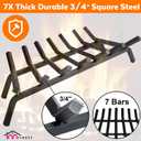 Fireplace Log Grate 30 inch 7 Bar Fire Grates Heavy Duty 3/4” Wide Solid Steel Indoor Chimney Hearth Outdoor Fire Place Kindling Tool Pit Wrought Iron Wood Stove Firewood Burning Rack Holder