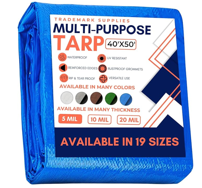 Trademark Supplies 40X60 Silver Tarp Tarpaulin Canopy Tent, Boat. RV Or Pool Cover (.Silver-medium Weight Protection)