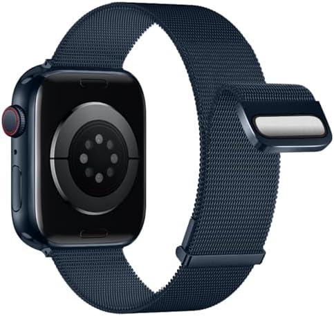 QOKNUL Compatible with Apple Watch Bands 49mm 46mm 45mm 44mm 42mm 41mm 40mm 38mm, Stainless Steel Mesh Loop Strap Magnetic Clasp Band for iwatch Series Ultra 3 2 SE 11 10 9 8 7 6 5 4,Women Men