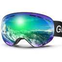 OTG Ski Goggles PRO, Frameless 100% UV Protection Anti Fog Riding Goggles Ski Glasses Men, Snowboard Goggles MenWomenAdultYouth (Blackframe Revo Greenlens Vlt8-18%)
