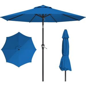 10FT Patio Umbrella, Outdoor Umbrella with Push Button Tilt and Crank, 8 Sturdy Ribs, UV Protection & Waterproof Market Umbrella for Pool, Backyard, Beach, Deck (Royal Blue)