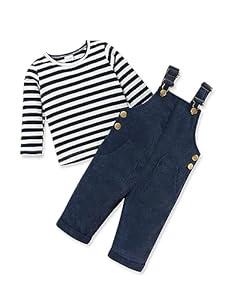 Newborn Boy Outfits 2Pcs costume Suspender Outfit Baby Boy Fall Winter Clothes (6-12 Months)