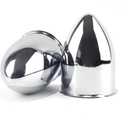 2Pcs 3.15inch Trailer Wheel Center Cap Push Through 3.15" Bore 4.5" Tall Pointed Hub Cap for Truck SUV RV Wheel Rim, Chrome Silver Wheel Cover