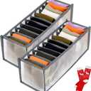 TOOVREN Socks Organizer 2 Pack, sock drawer organizer, sock drawer organizer divider, Cabinet Closet Organizers and Storage, Mesh Foldable Compartment Boxes for Storing Socks, Underwear, Ties, Panties
