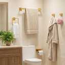 10-Piece Brushed Gold Bathroom Hardware Set SUS304 Stainless Steel, 2×23.6" Towel Bars, 2 Towel Rings, 2 Toilet Paper Holders & 4 Towel Hooks Wall Mounted Bathroom Accessories Set