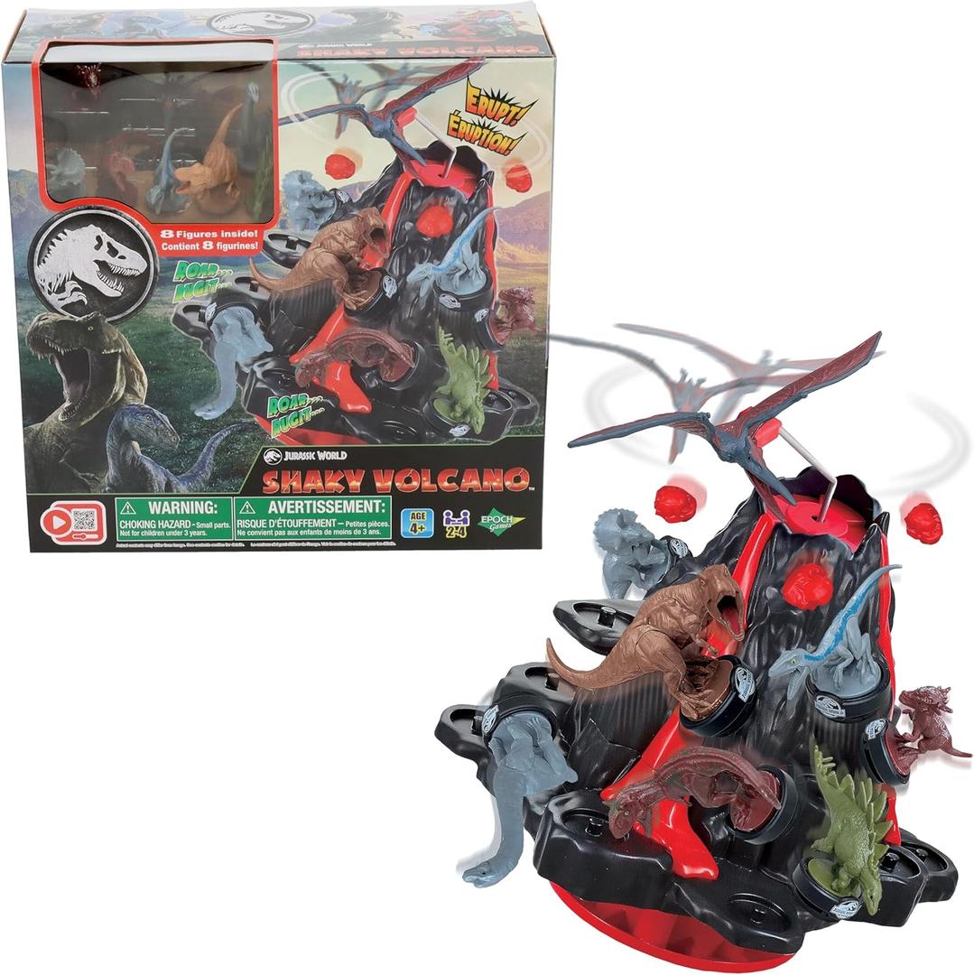 EPOCH Games Jurassic World Shaky Volcano - Action-Packed Tabletop Dinosaur Game for Ages 5+