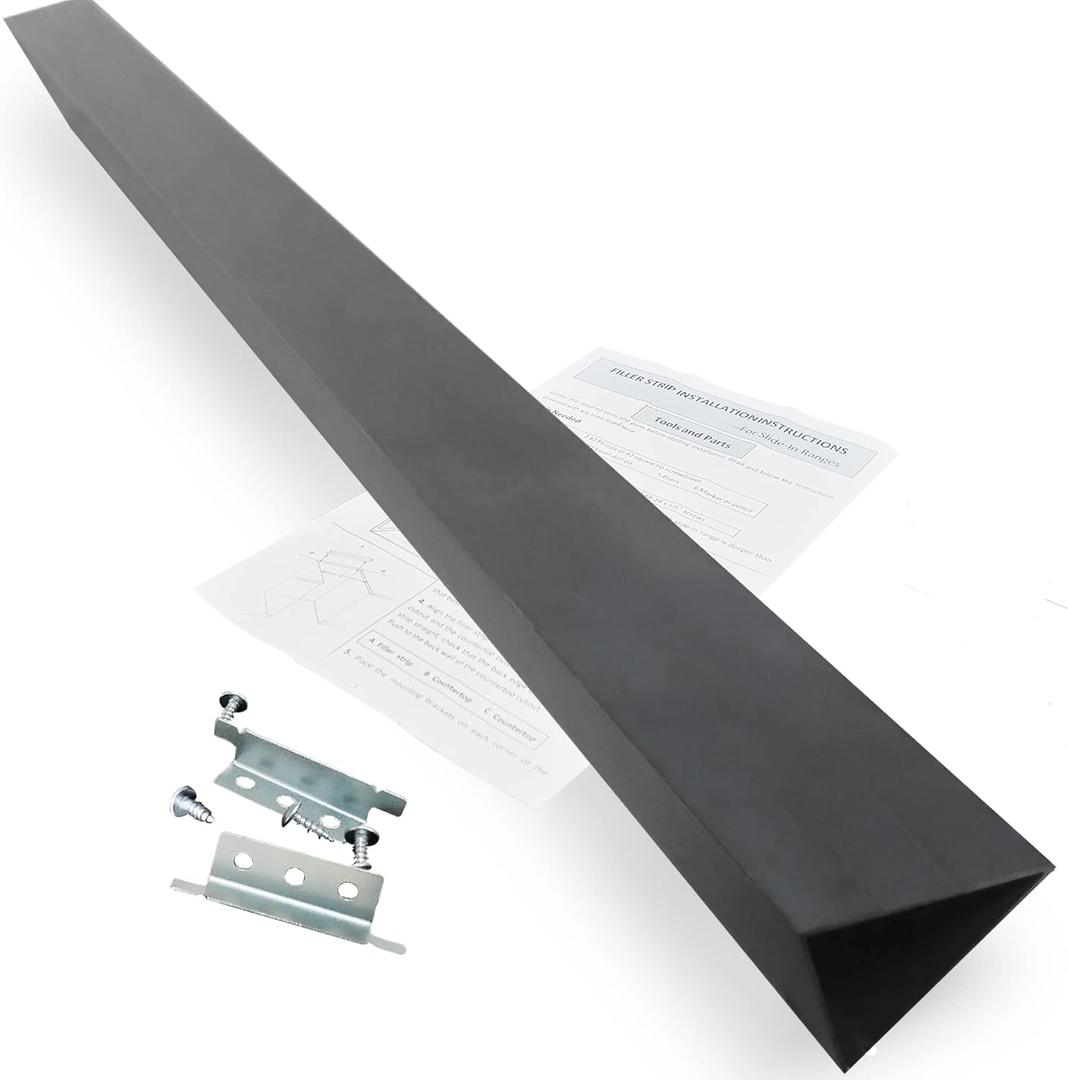 30" Slide In Range or Stove Rear Filler Trim Kit, Universal Fill Strip for Gap Between Slide-In Stove Range and Wall, W10113901A Compatible with Whirlpool and Most Brand, Durable Aluminum, Black