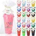 Skylety 24 Set Nurse Week Appreciation Gifts Bulk 16oz Nurse Cup with Lid Reusable Plastic Coffee Cup with Bow Card Opp Bag, Thank You Tumbles Gifts for Women Men RN CNA(Warm Style)