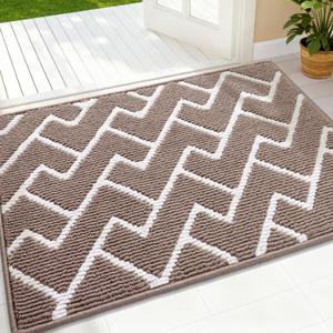 OLANLY Front Door Mat 32x20, Low-Profile Easy Clean Doormat, Brown