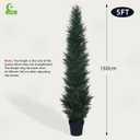 HAIHONG 5FT Artificial Cedar Topiary Trees,Faux Cedar Tree Potted Plant in Nursery Planter,Fake Plant Fake Shrubs for Outdoor Indoor Front Porch Garden Decor(Set of 2)