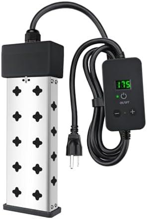 Immersion Water Heater 1800W, Portable Submersible, Real Time Temp Display, Thermostat Temp Control, Dry Burn Protection, Heating for Buckets Bathtubs Hot Tubs Above Ground and Inflatable Pools: Tools & Home Improvement