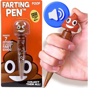 Farting Poop Pen Makes 7 Funny Fart Sounds - Perfect Stocking Stuffers for Kids, Teens & Boys - This Poop Pen Makes Funny Gifts for Christmas - Fart Pen Gag Gifts & White Elephant Gift (Original)