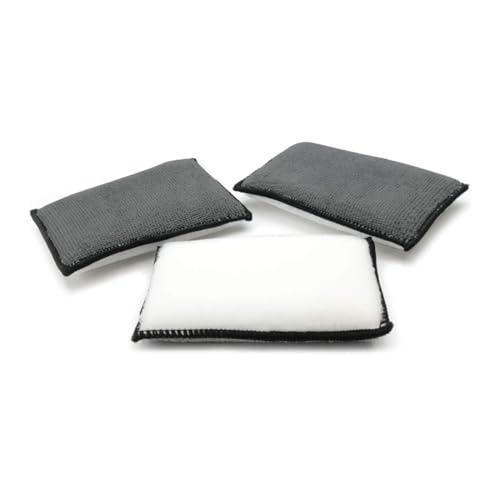 8 PCS 5"×3" Car Interior Scrubbing Sponges, Microfiber Car Wash Sponges, Auto Detailing Scrub Pads, Interior Cleaning Sponges for Car Leather, Plastic, Vinyl, Upholstery (Gray White)