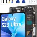 OLED Screen Replacement for Samsung Galaxy S23 Ultra 5G with Frame & Fingerprint Sensor  Includes Full Tool Kit & Installation Guide (Black)