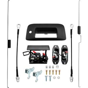 Tailgate Latch Rebuild Kit, Compatible with 2007-2014 Chevy Silverado GMC Sierra, Replaces# 15140549 25838260 20927958 23158822 22755303, Tailgate Parts Handle Bezel Latch Cables Rods Accessories