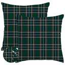 RABUSOFA Christmas Pillow Covers 18x18 Inch Set of 2 Indoor Outdoor Waterproof Scottish Tartan Plaid Classic Throw Decorative Cushion Cases for Christmas Decor Decorations Couch Patio Dark Green