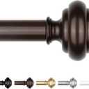 KAMANINA Curtain Rods for Windows 66 to 120 Inches, Adjustable Length Heavy Duty Curtain Rod, 7/8 Inch Long Decorative Drapery Rods with Modern Finials and Brackets, Antique Bronze