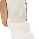 LaRibbons Ivory Ribbon Wired 2.5 Inch x 10 Yards Cream White Dupioni Ribbon for Christmas Gift Wrapping Flower Bouquet Wreath Bow Party Home Decoration