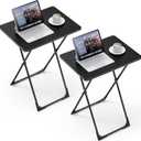 Kitsure TV Tray - Foldable TV Trays Set of 2 with Corner Stabilizers, Waterproof & Scratch-Resistant TV Dinner Tray Table for Living Room, Bedroom, Office, Picnic, 16.9"13.0"24.2", Black