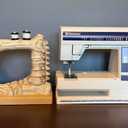 Crazy Bonez Skeleton Sewing Machine Halloween Decoration with Animated Skull, Light Up Eyes, and Sound Effects