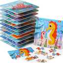 GRINNNIE Wooden Puzzle for Toddlers 3 4 5 Years Old, 12 PCS Jigsaw Ocean Animals Puzzles Preschool Learning Toys for Travel or Car, Birthday for Boys and Girls