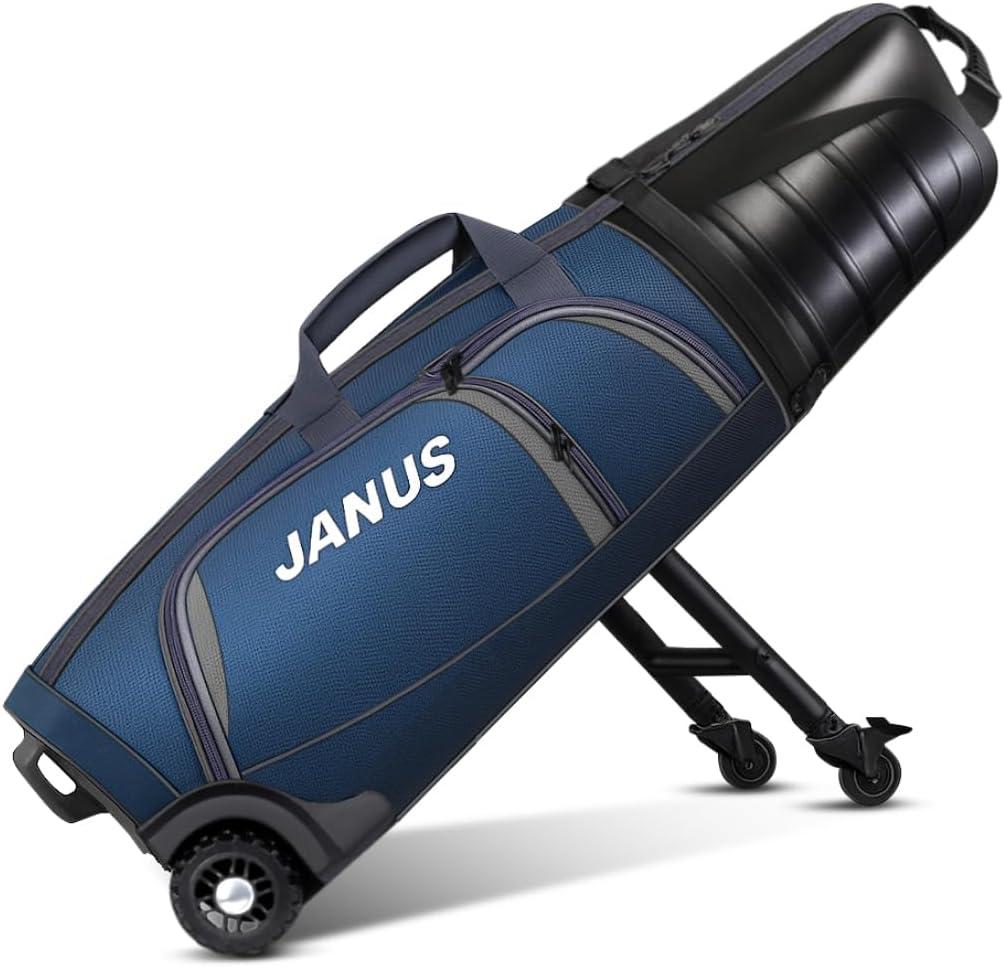 JANUS Golf Travel Bag Hard Case with Support Frame for Hands-Free 360 Spinner Wheels, Travel Bag for Airlines, ABS Hard Shell, Easy to Fold, Hand-Carry Option