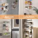Spice Rack Wall Mount with Hooks - Spice Racks Organizer for Cabinet Storage, Wall Mounted Hanging Shelf Seasoning Organizer, for Kitchen, Pantry Door, Bathroom (White, 2 Pack)