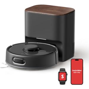 SwitchBot K11+ Pro Robot Vacuum and Mop, 12000Pa Suction, 90-Day Self-Emptying, 3.6-Inch Ultra-Compact, LDS Navigation, Anti-Tangle for Pet Hair, Matter Support for Alexa, Google, Apple Home, Black