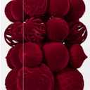 30pcs Velvet Christmas Ball Ornaments, Flocked Shatterproof Christmas Ornaments Hanging Xmas Tree Decorations Set for Home Party Holiday Decor (MultiSize, Burgundy)