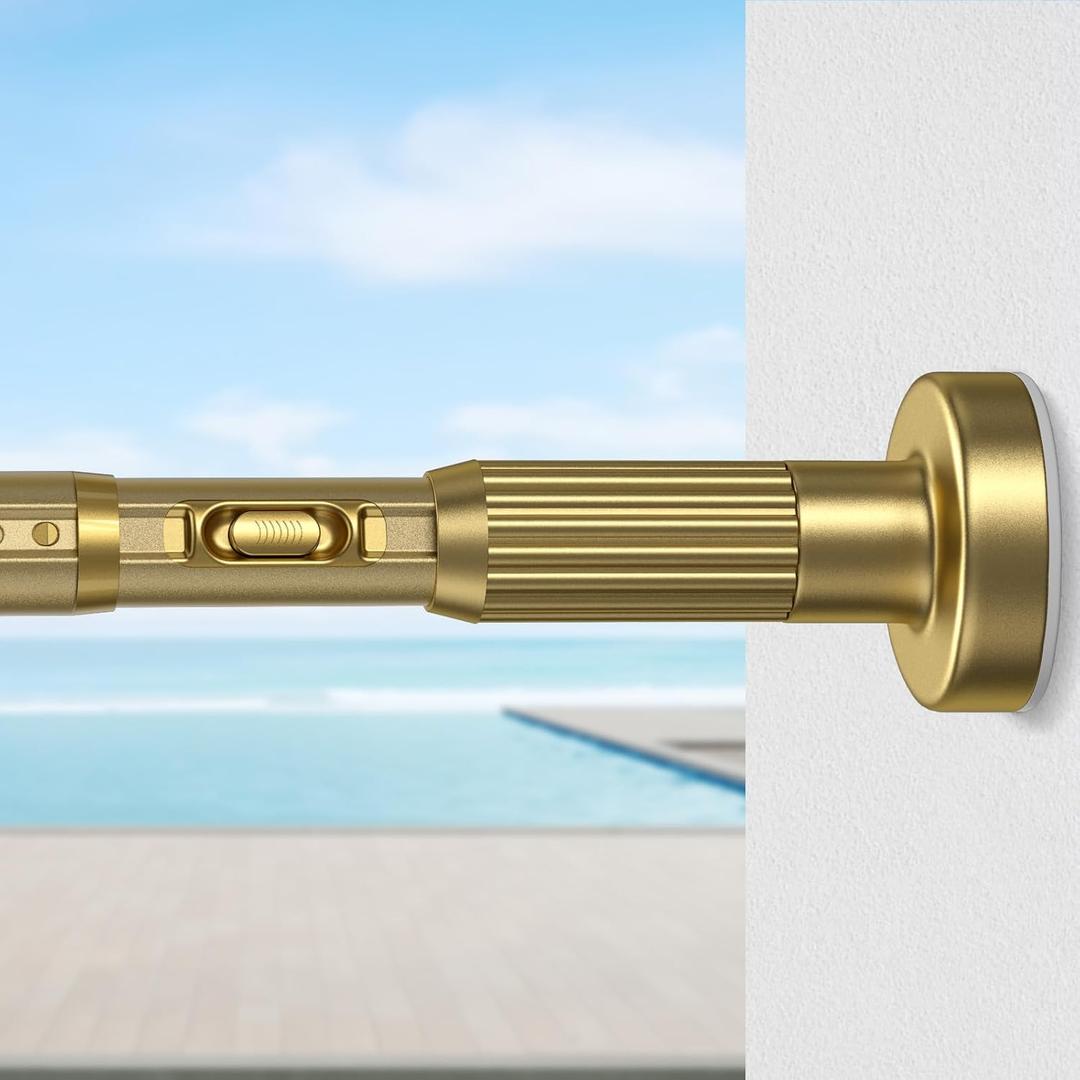 Tension Curtain Rod 41-86 Inch – Heavy Duty Curtain Rods No Drilling Adjustable Window Treatment Rod for Window Patio, Easy Installation, Rust Resistant, 1.26" Diameter, Golden