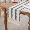 duduta Black White Tree Boho Macrame Table Runner 12 x 48 inch, Farmhouse Dresser Covers Coffee Table Runner with Tassels