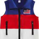 Toddler Baby Boy 4th of July Outfit American Flag Sleeveless Blue Red White Vest Zip Up Sweatshirt Jacket Cardigan