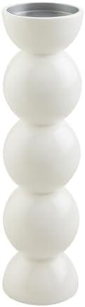 Mud Pie Med White Lacquer Candlestick
