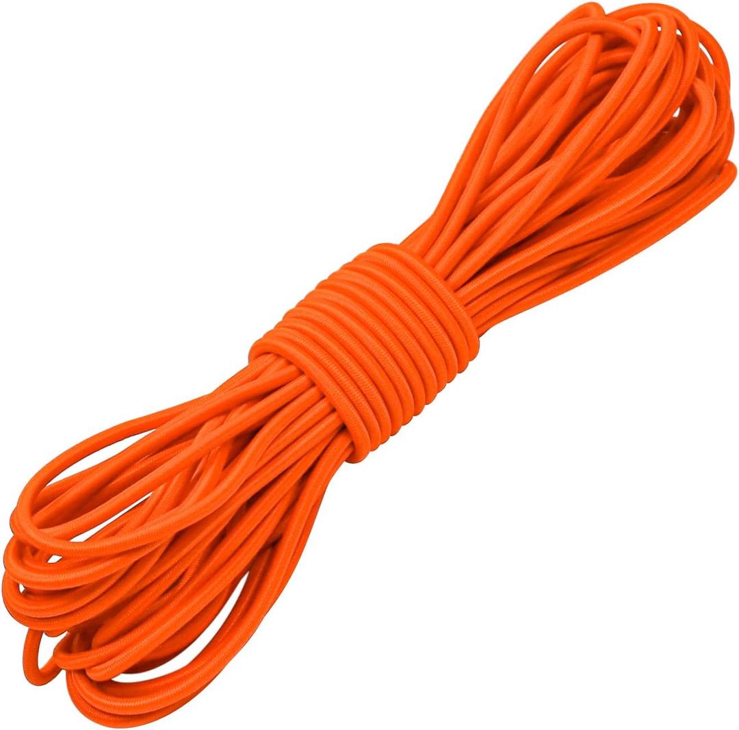 1/8" Bungee Shock Cords with Hooks,65 Feet Elastic Nylon Cords Kayak Stretch String Rope for Bikes,Tie Downs,Boating,Camping,Sunshades,Fitness and Outdoor Enthusiasts (1/8 inch x 32 Ft, Orange)