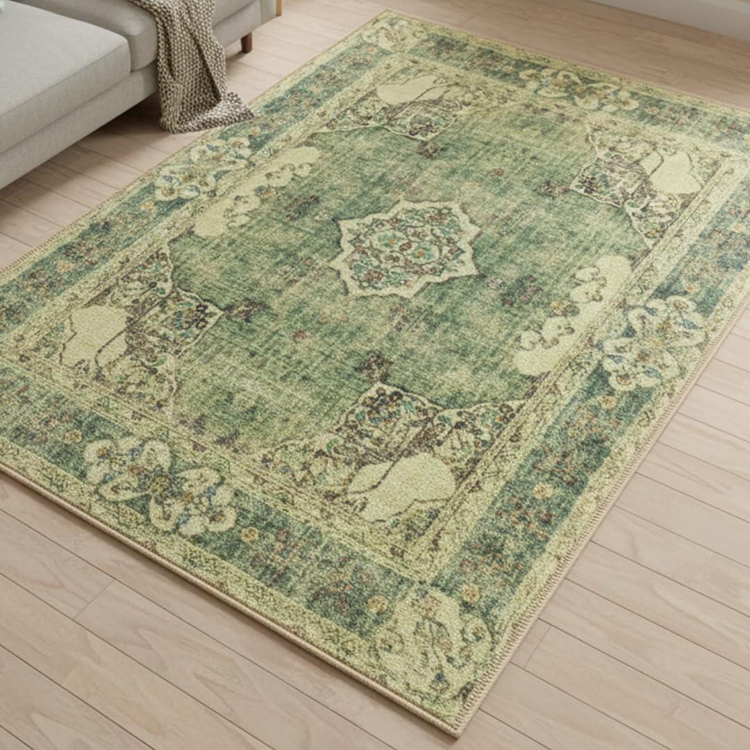 Muddy Mat Majestic 6ft x 9ft Washable Area Rugs for Living Room, Bedroom & Dining Room Modern Soft Low Pile Non Slip Carpet Pet Friendly Waterproof Foldable Rugs for Home