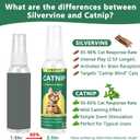 Organic Catnip & Silvervine Spray for Cats - 100% Natural Double Plant Power to Boost Play, Calm Stress & Renew Toys, Scratchers for Indoor Kittens (2 Fl Oz)