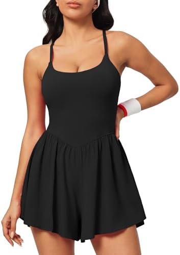 IUGA Athletic Romper with Bra Soft Workout Romper for women Tummy Control Jumpsuits with Double Lined Summer Outfits Gym Sets.XL