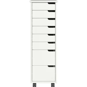 Jela Original Euro Roll Cart, Solid Wood, 6+2 Drawer Narrow Drawers Roll Carts, White