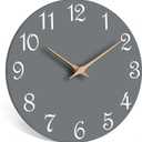 Mosewa Wall Clock Silent Non Ticking Decorative for Bedroom Bathroom Office Living Room Battery Operated Gray Wood Modern Simple(10 Inch)