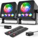 2-Pack Sunset Lamp Disco Ball Party Lights - Sound Activated LED Strobe & Stage Lights for Home Parties, Weddings, Bars, Clubs, Karaoke, Halloween, Christmas & Wall Dcor (Enhanced Dual Lighting Set)