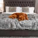 PupProtector Waterproof Throw Blanket for Dogs and Cats, Pet Blanket Cover for Couches, Sofas, Beds, Car Seats, Furniture, Calming Soft Faux Fur, Charcoal Grey, Large (80" L x 62" W)