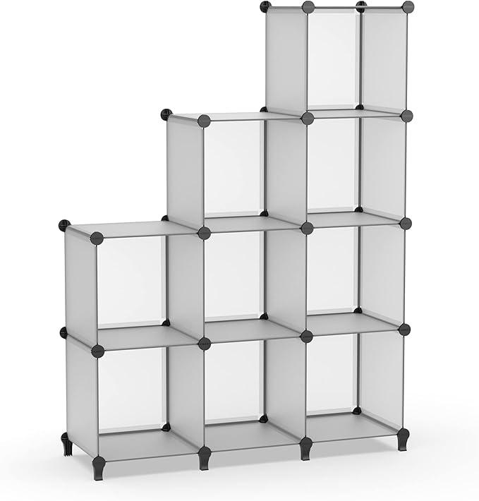 HOMIDEC 9 Cube Storage Organizer, Cubes Shelves for Living Room, Grey L
