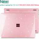 Compatible with 12.4 inch Microsoft Surface Laptop Go 3 Go 2 Go 1 Models: 1943 20132023 2022 2020 Release, Plastic Hard Shell Case with Keyboard Cover & Screen Protector, Sparkly Pink
