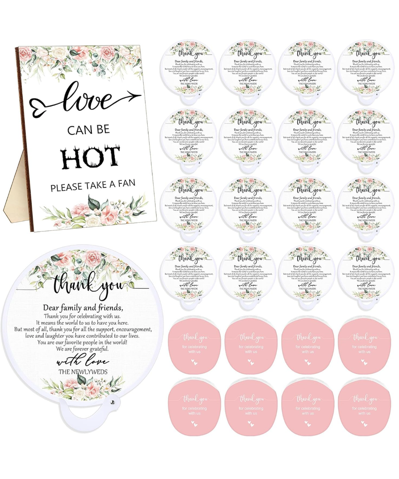 Wenqik 100 Set Wedding Favors for Guests Compact Folding Fans Bulk Thank You Gifts for Wedding Souvenirs