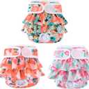 Washable Dog Diapers Female 3 Pack Reusable Highly Absorbent Doggie Diaper, Flexible Doggy Diaper Female Durable Leak-Proof Diapers for Dog Period Heat Incontinence Potty Training, XS