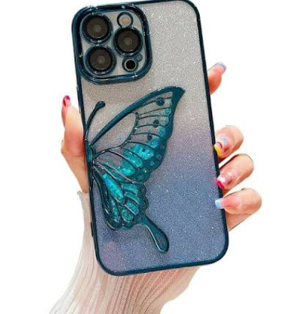 Compatible with iPhone 15 Pro Max Bling Case Butterfly Liquid Glitter Quicksand Sequin TPU Soft Slim Shockproof Protection Cover for Women Girls