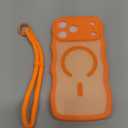 3 in 1 Magnetic for iPhone 17 Pro Max Case, Cute Wavy [Full Camera Protection][Fit for MagSafe] 1X Screen Protector+1X Wrist Strap, Anti-Slip Trendy Women Girly Case for iPhone 17 Pro Max 6.9", Orange