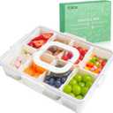 Snackle Box Container, Dishwasher Safety - Divided Serving Tray with Lid and Handle, Charcuterie Board for Portable Snack Platters - Cream Organizer for Fruits Snacks - Perfect for Road Travel Party