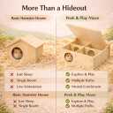 Hamster and Mouse Wooden Tunnel Cage Secret Peep Shed and Explore Hideout Flip Cover Design Hamster Play Tunnel